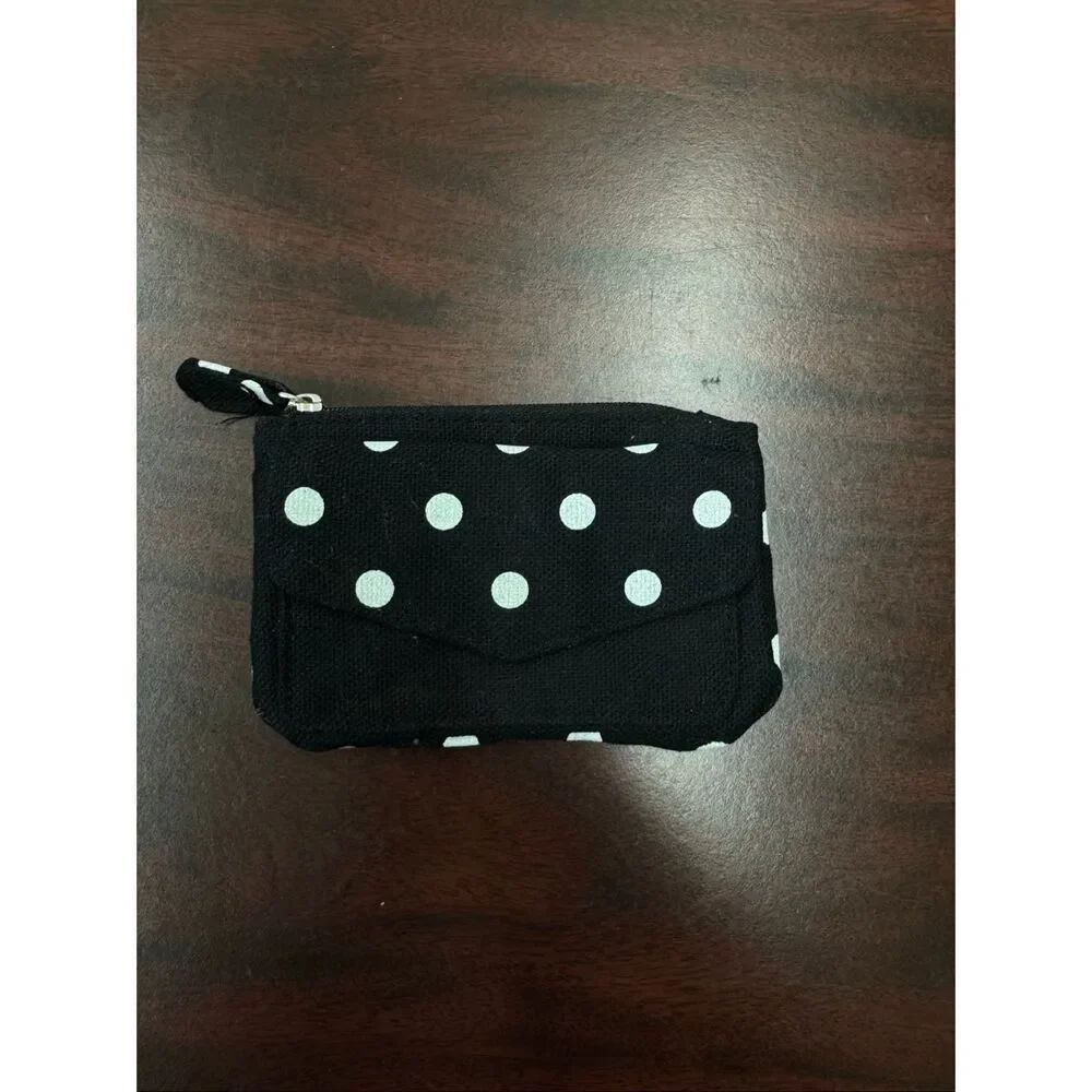 Thirty-One Black and White Polka Dot Small Wallet